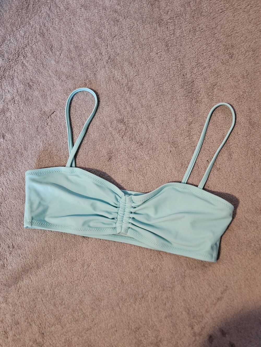 Aqua Blue Ruched Bralette Bikini Top